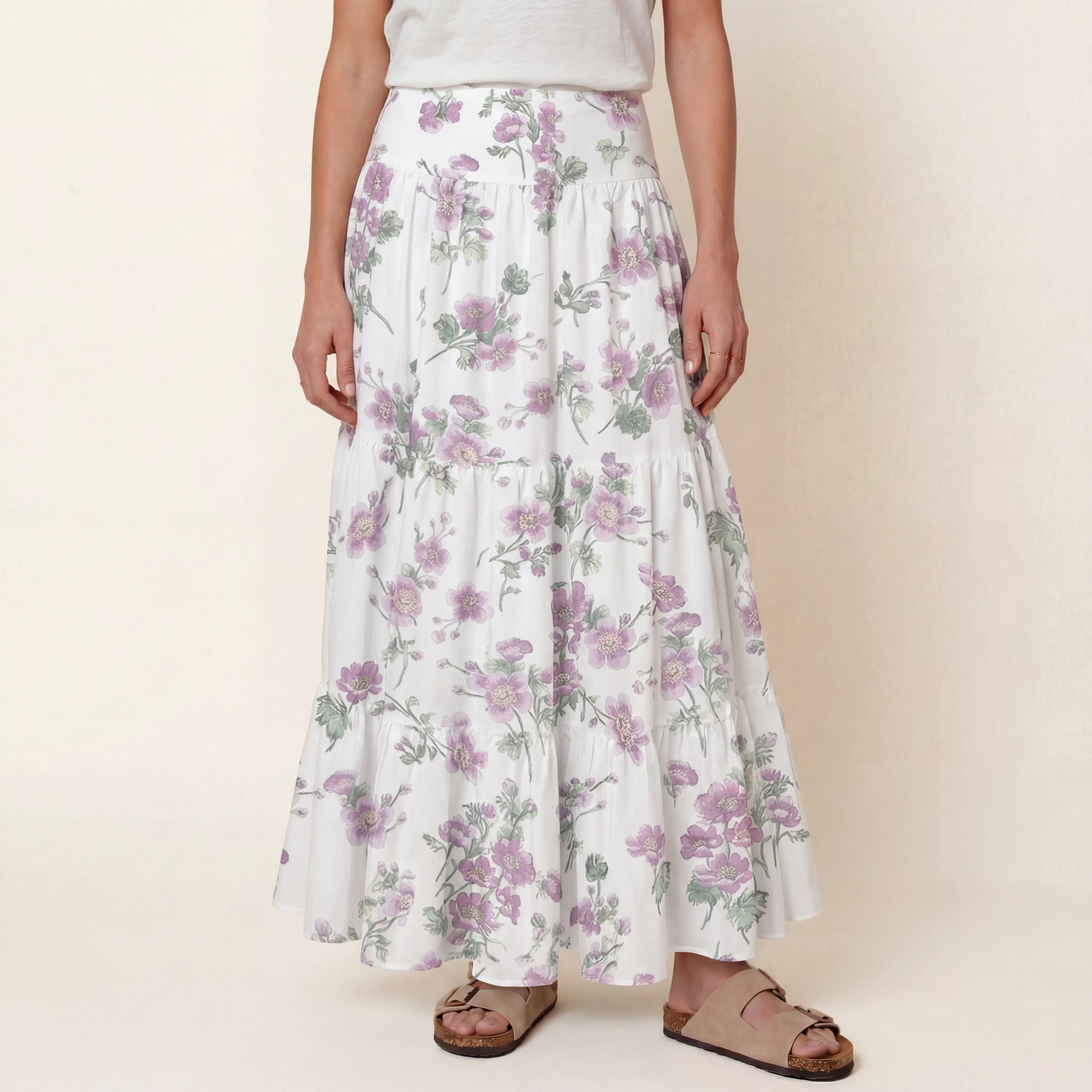 Lavender Field Whisper Print Convertible Maxi Skirt & Strapless Dress