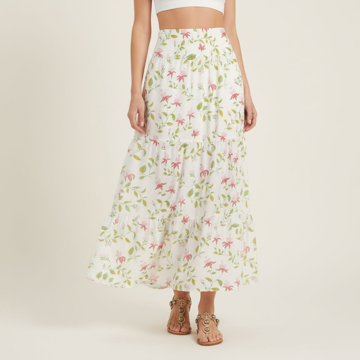 Ruby Vine Print Convertible Maxi Skirt & Strapless Dress